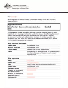 恭喜L女士成功獲得893商業投資者永居簽證！